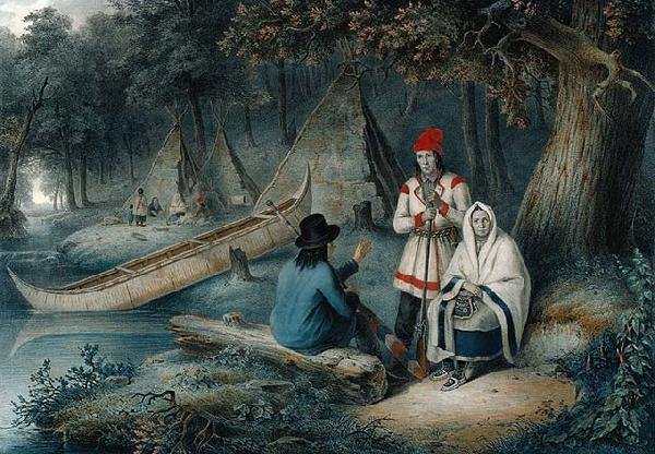 Cornelius Krieghoff Indian Wigwam in Lower Canada oil painting image